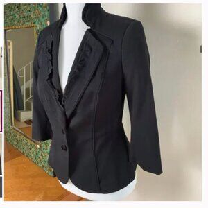 White House Black Market Black Ruffle Lapel Jacket